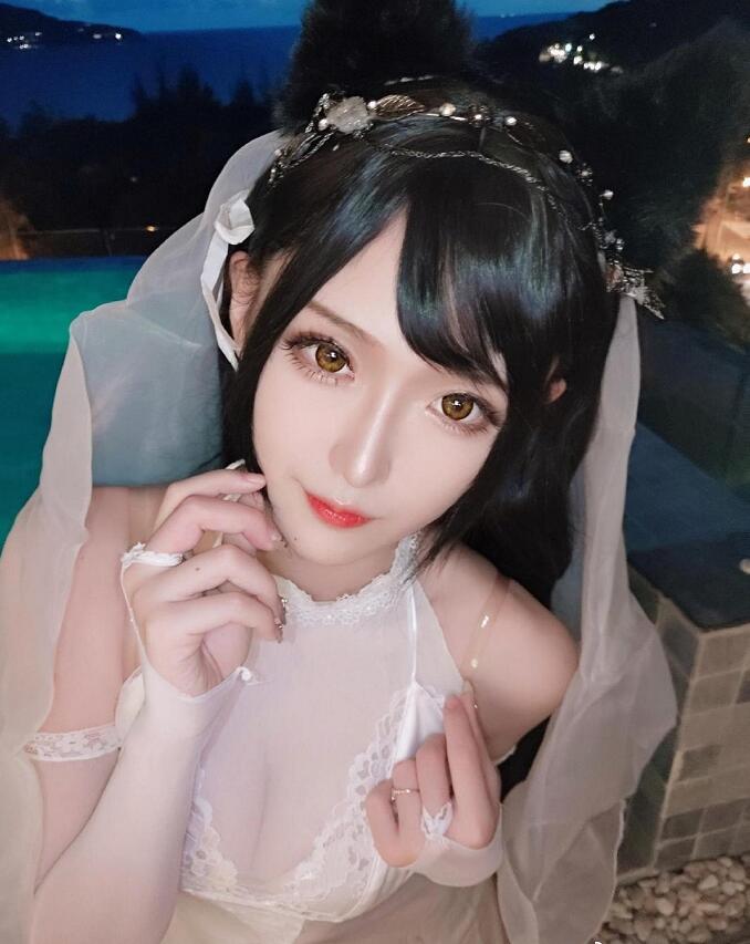 腐团儿Ikaros新娘婚纱泳装性感写真图片 原来身材这么好的